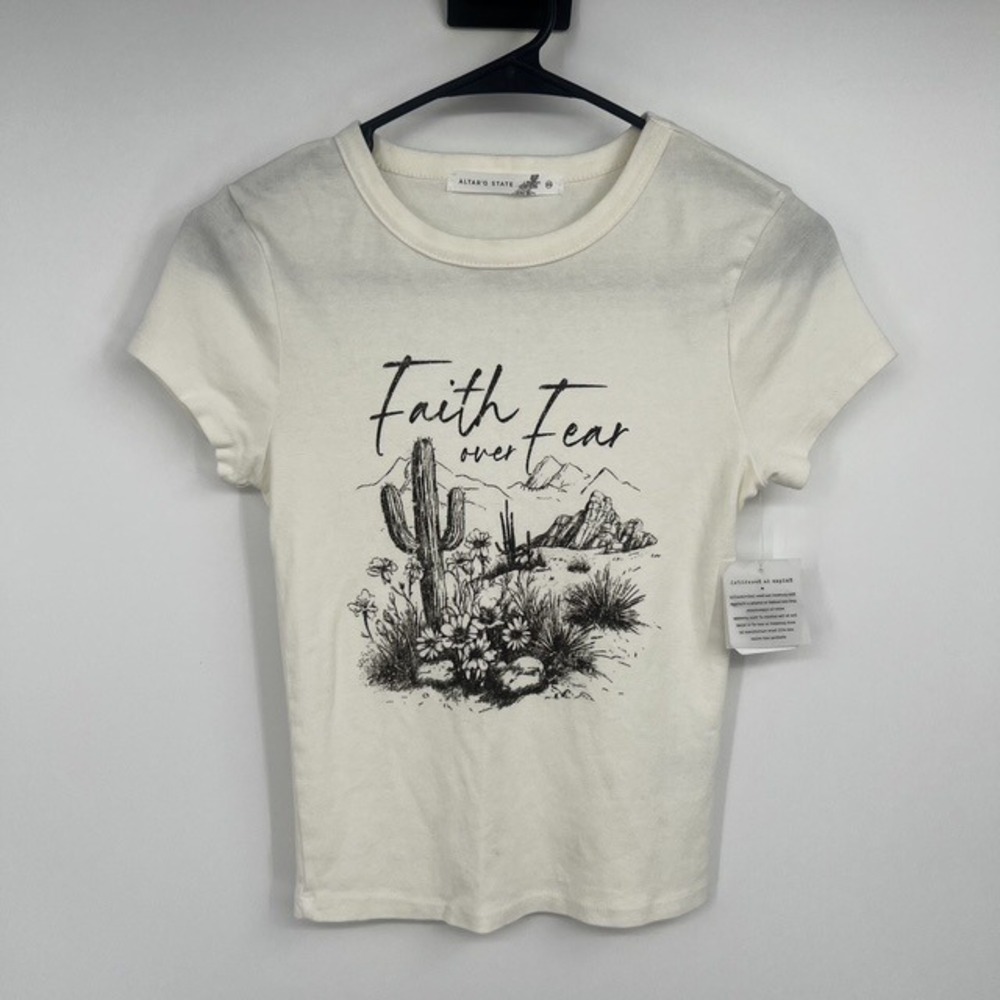 NWT Altar'd State Faith Over Fear Desert Cactus Graphic T-Shirt Size XS